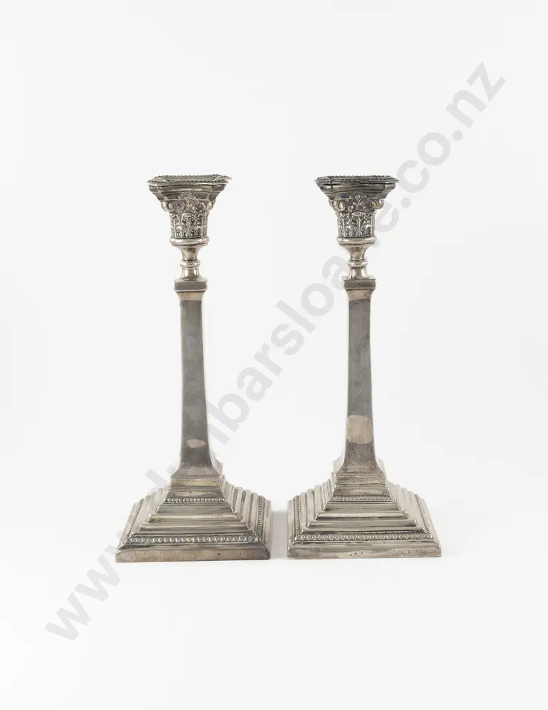 An Attractive Pair Of Geo V S/S Table Candlesticks Image 1++