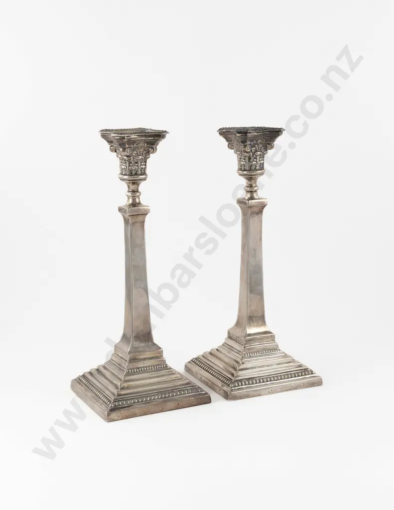 An Attractive Pair Of Geo V S/S Table Candlesticks Image 1++