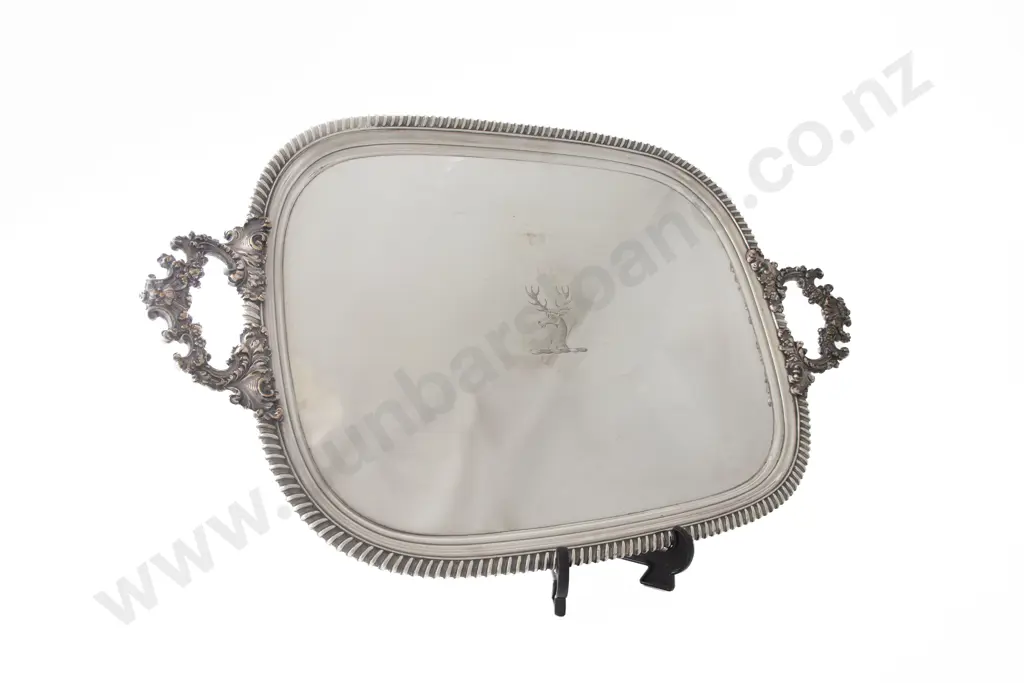 Fine Quality Sheffield Plate 2 Handled Banquet Tray Image 1++