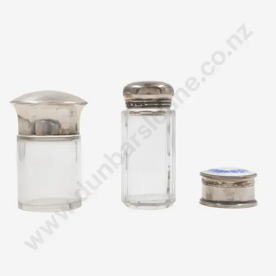 Geo V S/S & Enamel Lidded Circular Pill Box