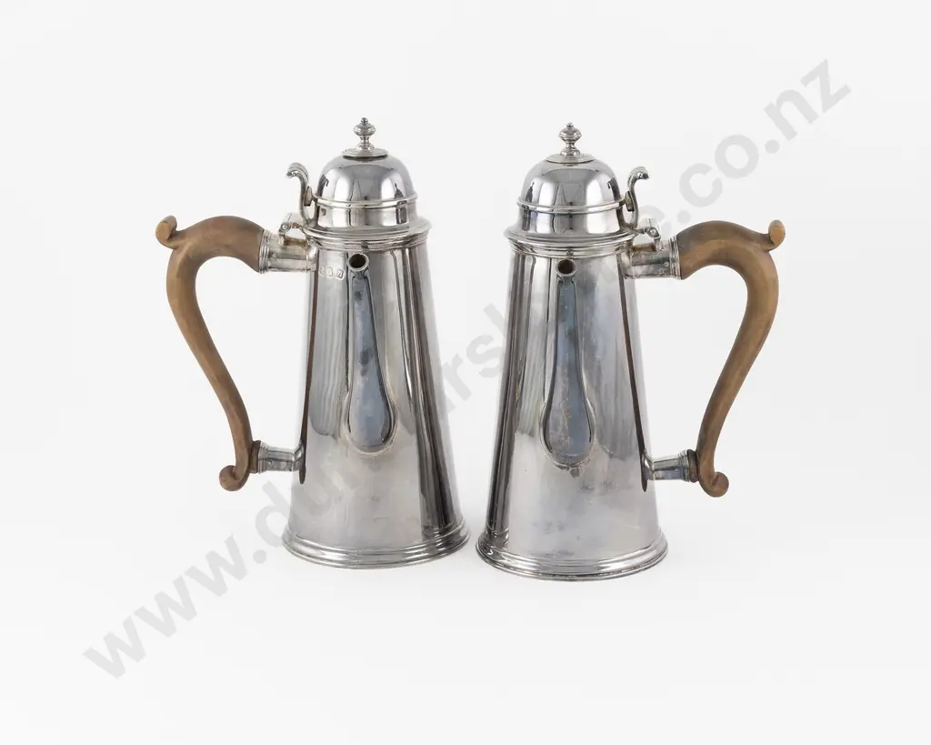 Fine Quality Pair Of QEII S/S Britannia Mark Coffee Pots By Collingwood & Co London Image 1++