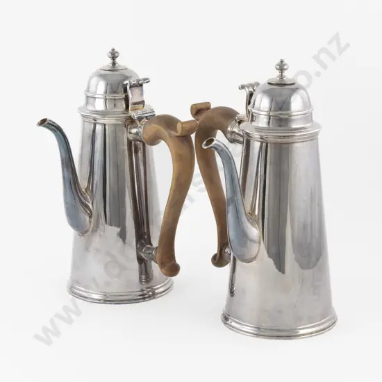 Fine Quality Pair Of QEII S/S Britannia Mark Coffee Pots By Collingwood & Co London