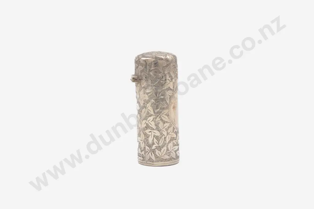 Cased Vict S/S Cylindrical Perfume Bottle Image 1++