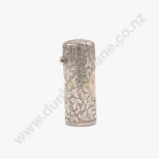 Cased Vict S/S Cylindrical Perfume Bottle