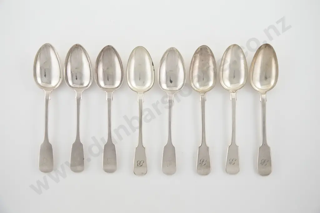 Composed Set Of 8 C19th S/S Tablespoons Image 1++