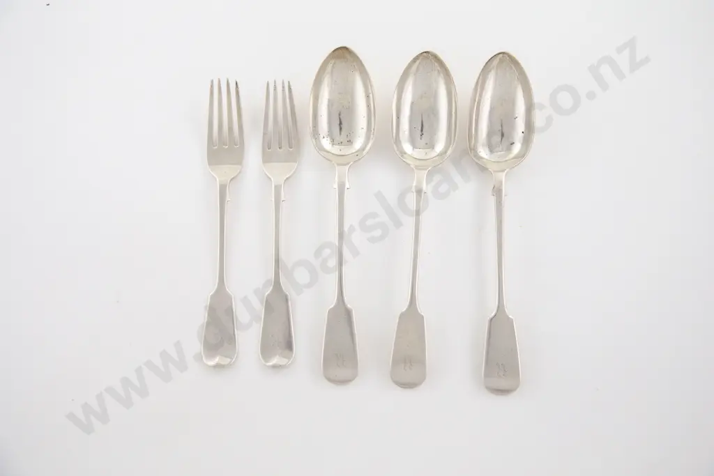 3 Vict S/S Tablespoons & 2 Matching Forks Image 1++