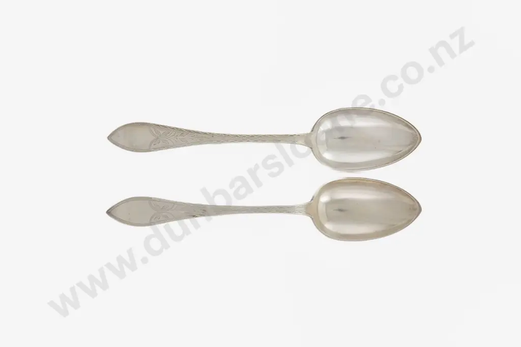 Pair Of Antique Danish Silver Tablespoons Image 1++