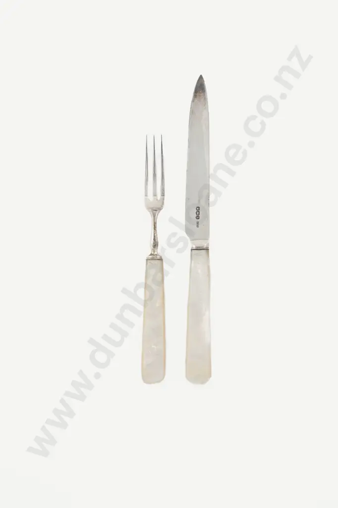 Set Of 12 Geo V S/S & MOP Handled Dessert Knives & Forks Image 1++