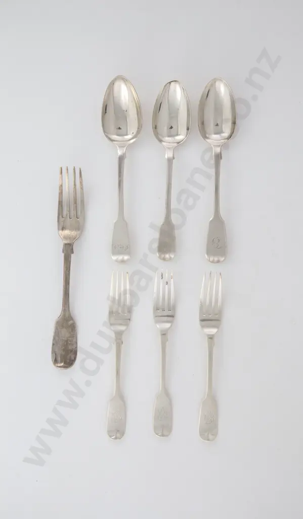 3 Vict S/S Dessert Forks 3 Various Dessert Spoons & A Table Fork Image 1++
