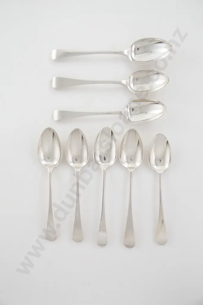 Composed Set Of 8 Georgian S/S Dessert Spoons Image 1++