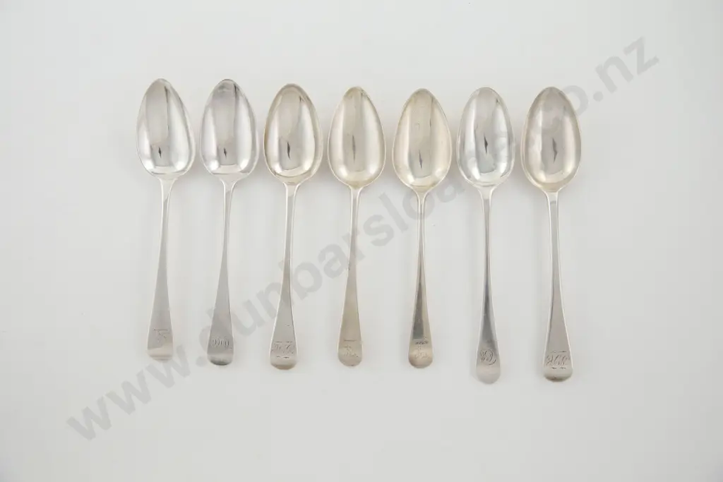 Composed Set Of 7 Georgian S/S Dessert Spoons Image 1++