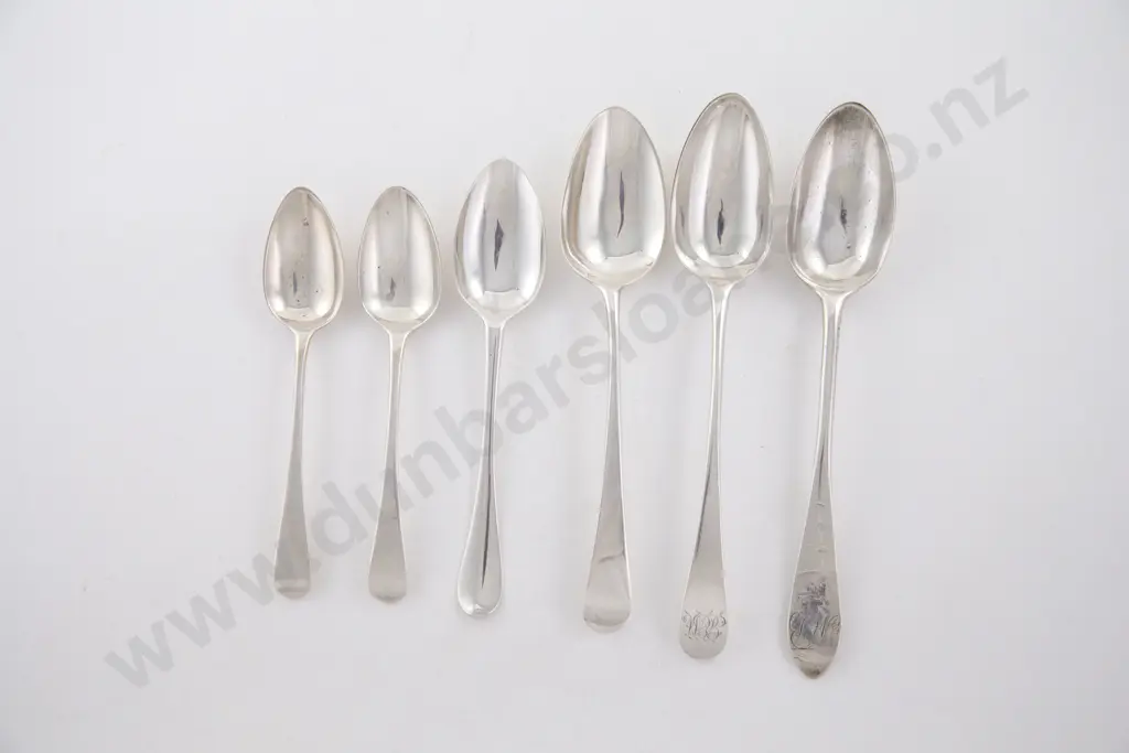 3 Georgian S/S Tablespoons & 3 Dessert Spoons Image 1++