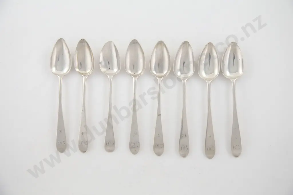 Composed Set Of 8 Georgian S/S Teaspoons Image 1++