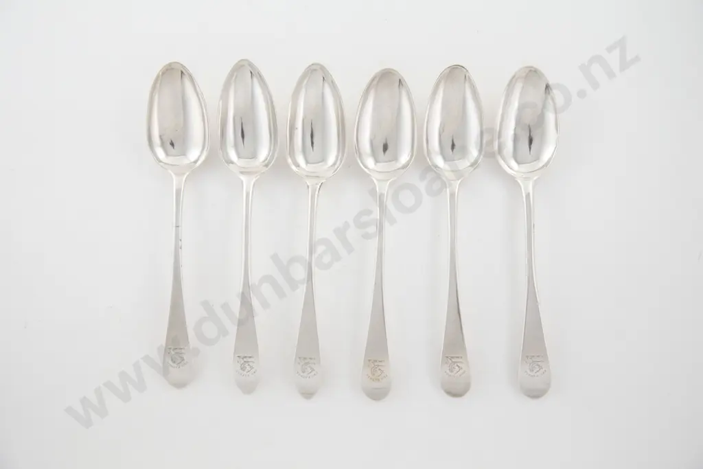 Composed Set Of 6 Geo III Scottish S/S Tablespoons Image 1++