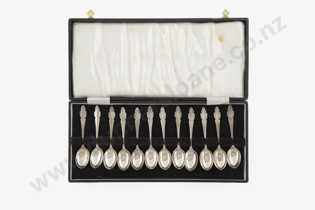 Cased Set Of 12 QEII S/S Coffee Spoons Image 1++