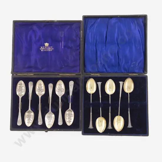 2 Cased Sets Of 6 S/S Coffee Spoons & A Cased Set Of 5 Spoons