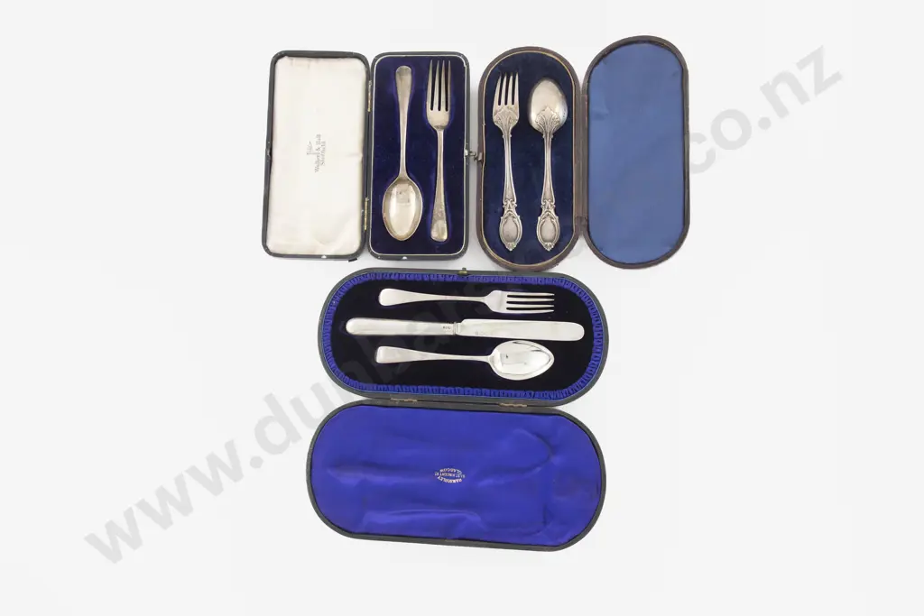 Cased Vict S/S 2 Piece Christening Set Image 1++