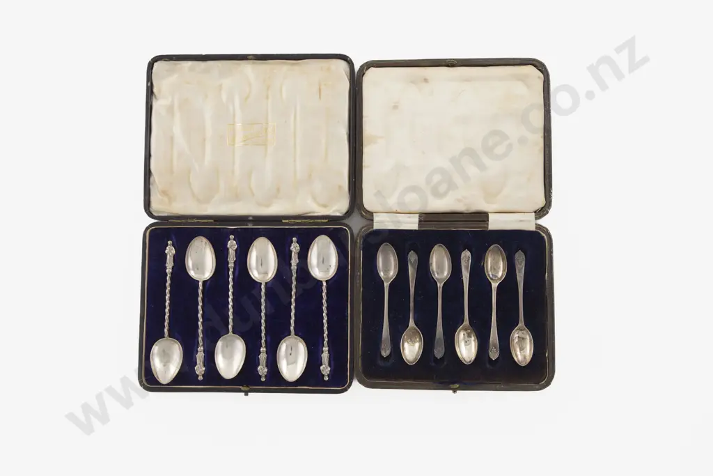 Cased Set Of 6 Edw VII S/S Apostle Top Teaspoons Image 1++