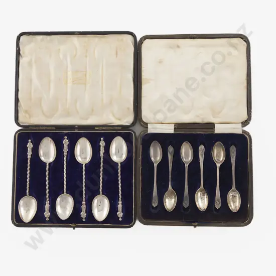 Cased Set Of 6 Edw VII S/S Apostle Top Teaspoons