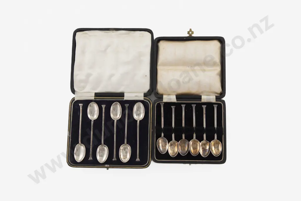 2 Cased Sets Of 6 S/S Seal Top Teaspoons & Coffee Spoons Image 1++