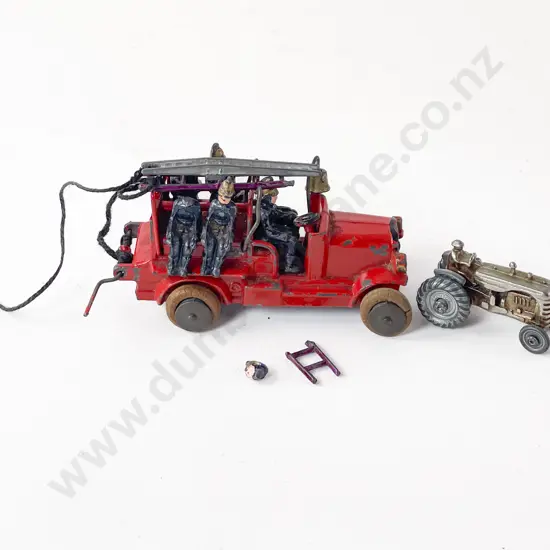 Fun Ho Tractor with Vintage Diecast Metal Fire Tractor (faults)