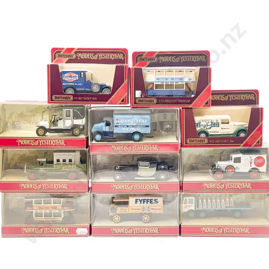 Eight Models of Yesteryear Window Red Box with Picture Background & Three Red Boxed