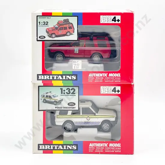 Britains Boxed 9482 Discovery Rally and 9481 Police Land Rover Discovery
