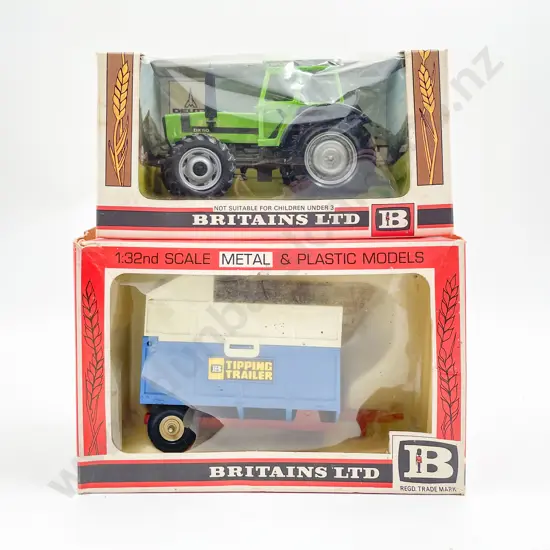 Britains Boxed 9526 Deutz Tractor and 9566 High Sided Tipper Cart