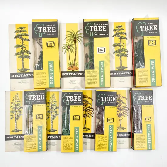 Britains Boxed Make-Up Tree Models 1810 x2 Scots Pine 1815 Coconut Palm 1807 x2 Beech 1806 x2