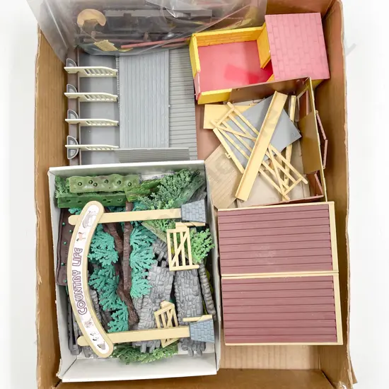 Britains Unboxed Diecast and Plastic Four Tractors and Assorted Field Trailers