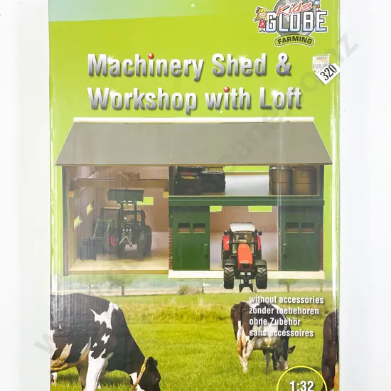 Kids Globe Farming 1:32 Scale Wooden Machinery Shed & Workshop with Loft