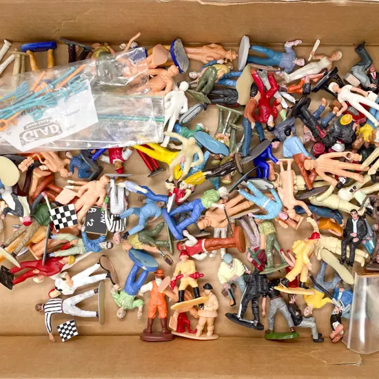 Qty Various Manufacture Figures Garage Motorway and Accessories