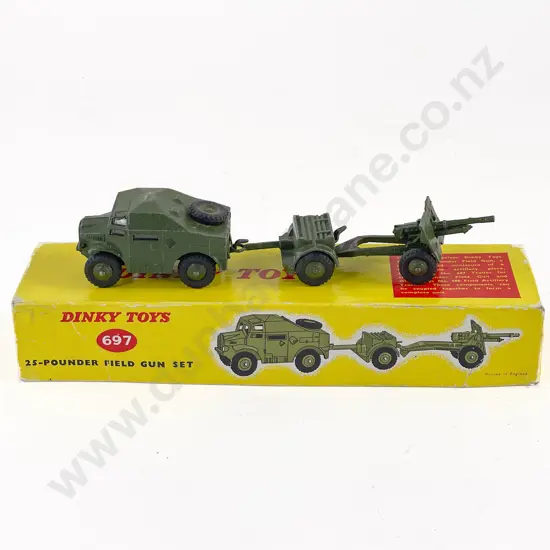 Dinky Boxed 697 25-Pounder Field Gun Set playworn
