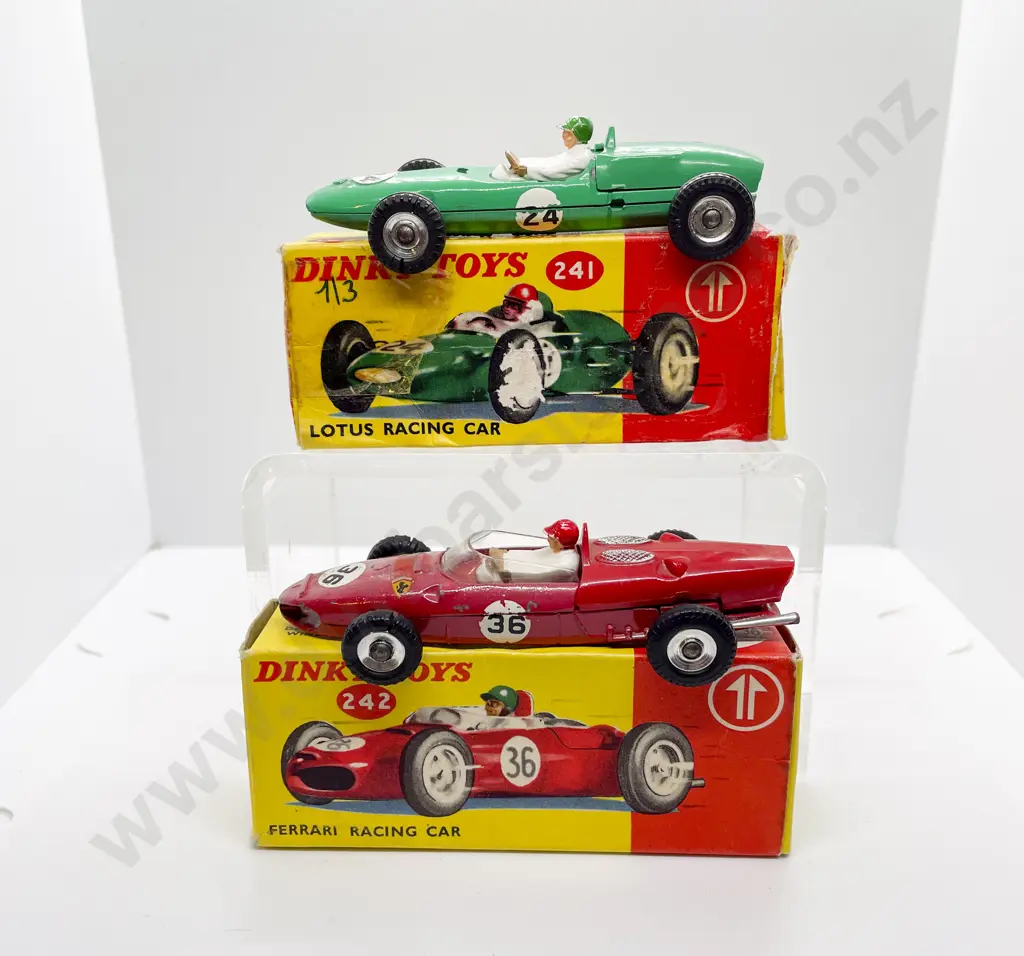 Dinky Boxed 241 Lotus Racing Car and 242 Ferrari Racing Car Image 1++
