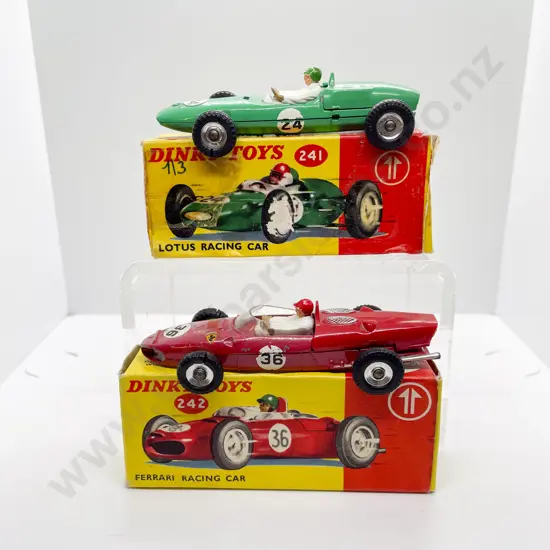 Dinky Boxed 241 Lotus Racing Car and 242 Ferrari Racing Car