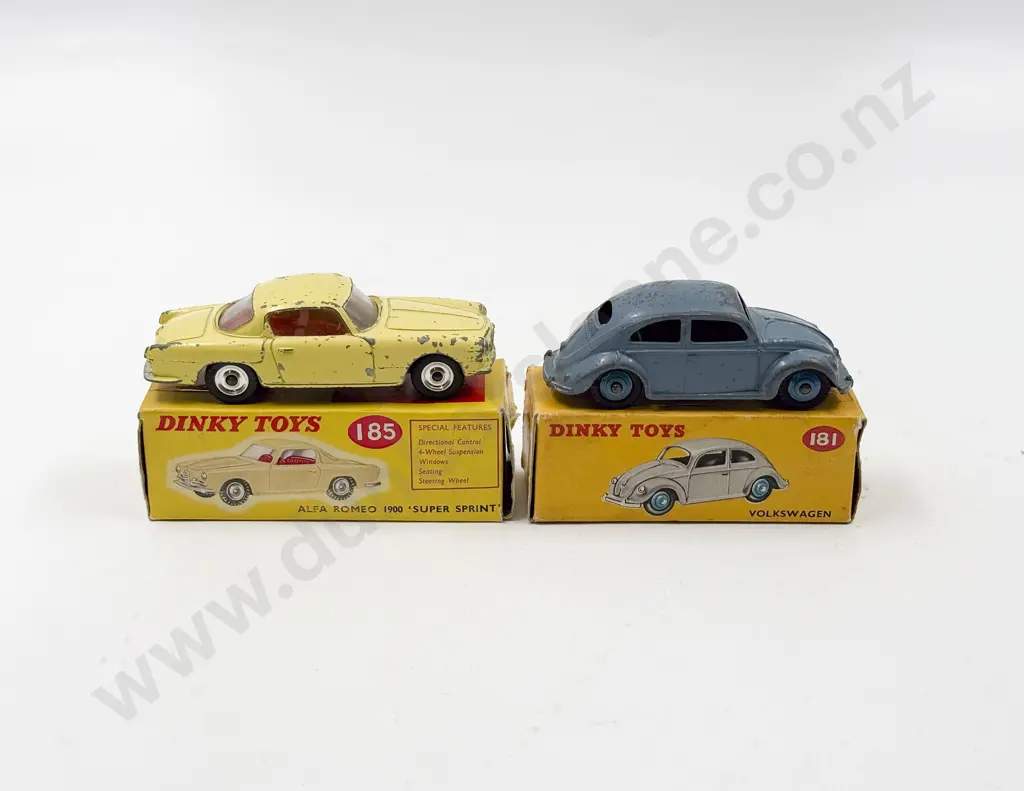 Dinky Boxed 185 Alfa Romeo 1900 Super Sprint and 181 Volkswagen playworn models Image 1++