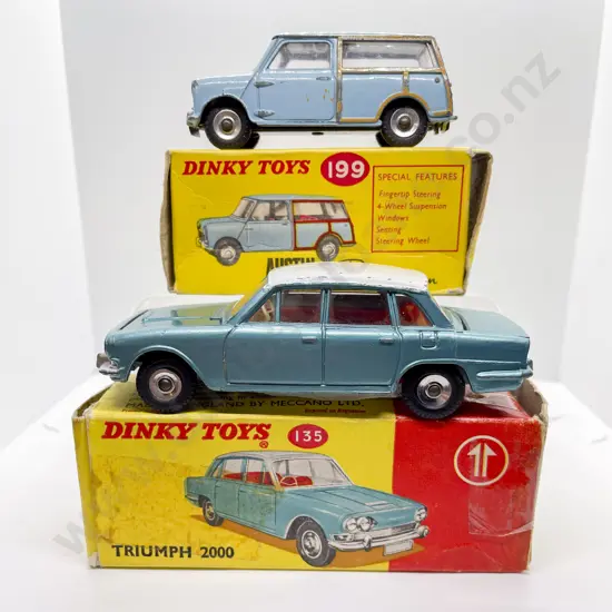 Dinky Boxed 135 Triumph 2000 with luggage and 199 Austin Se7en Countryman
