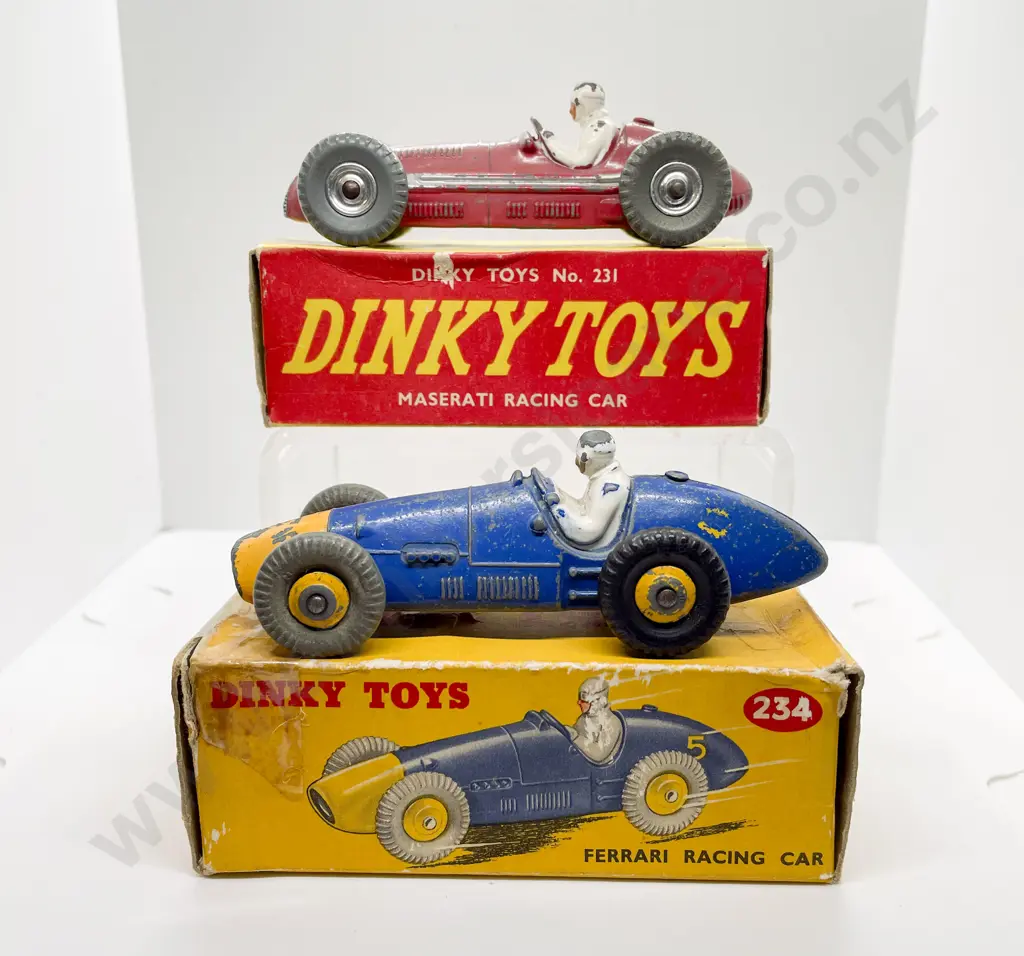 Dinky Boxed 234 Ferrari Racing Car and 231 Maserati Racing Car playworn models Image 1++