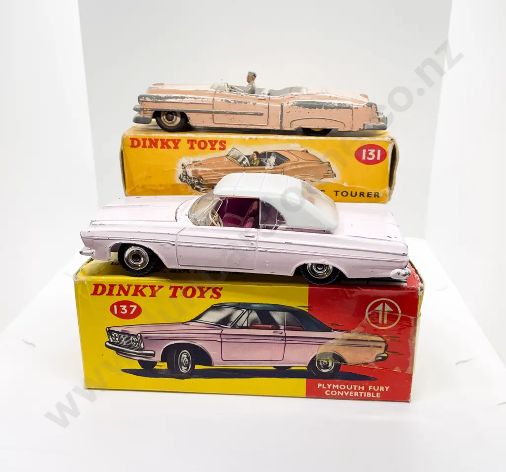 Dinky Boxed 1137 Plymouth Fury Convertible 131 Cadillac Tourer playworn models Image 1++