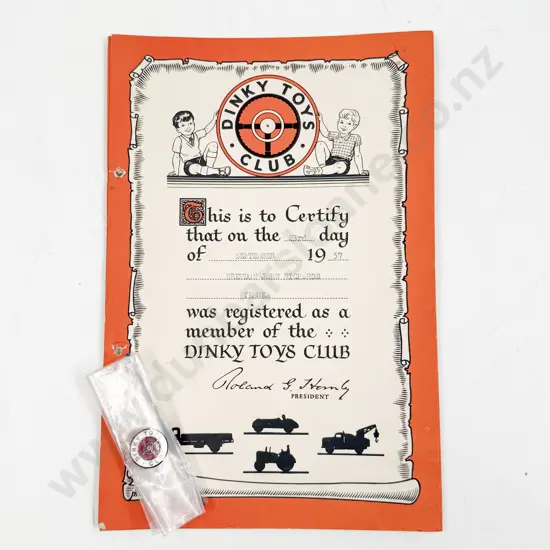 Vintage Dinky Toys Club Enamel Lapel Badge with Two Registrations