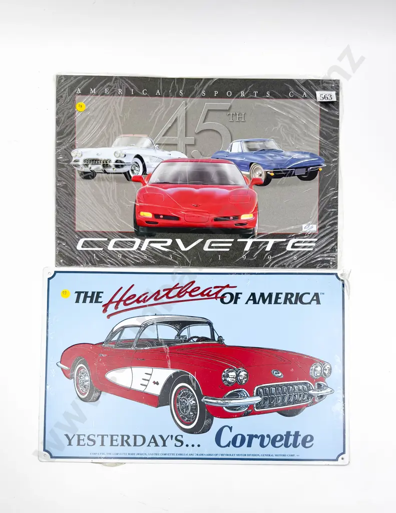 Three Printed Tin Corvette Signs Image 1++