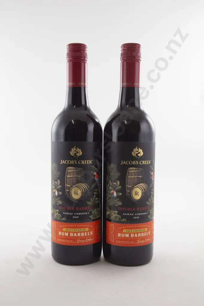 2 Bottles Australian Jacobs Creek Double Barrel Shiraz/Cabernet Aged in Rare Caribbean Rum Barrels 2021 Image 1++