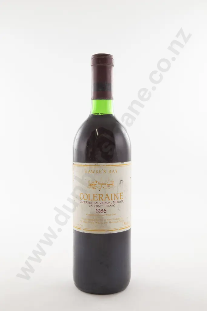 1 Bottle NZ Te Mata Coleraine Cabernet Sauvignon Merlot Cabernet Franc 1986 Image 1++