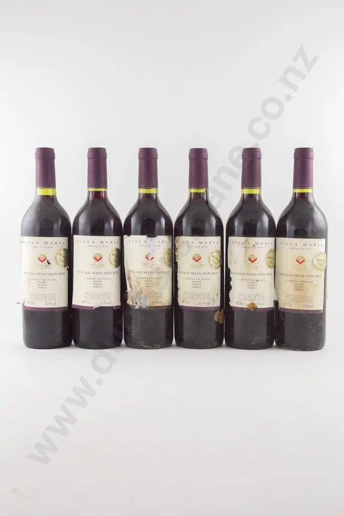 6 Bottles NZ Villa Maria Private Bin Vintage Selection Red Cabernet Sauvignon Malbec Merlot Shiraz 1999 Image 1++