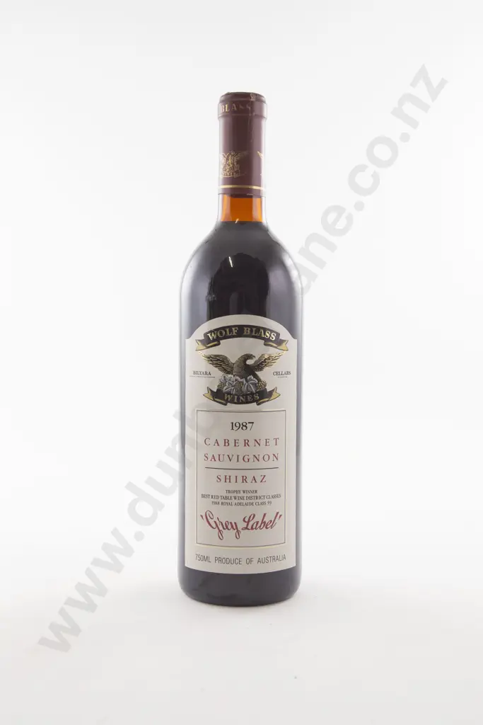 1 Bottle Australian Wolf Blass 'Grey Label' Cabernet Sauvignon Shiraz 1987 Image 1++
