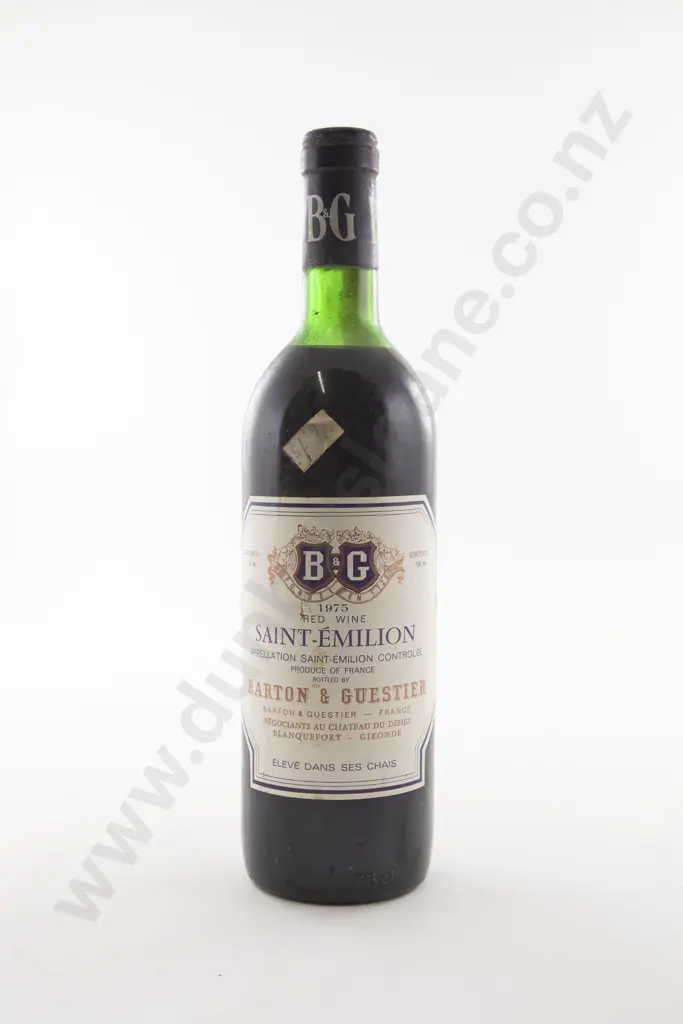 1 Bottle French Barton & Guestier Saint Emilion Grand Cru Bordeaux 1975 Image 1++