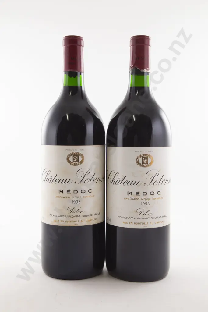 2 Bottles French Chateau Potensac Medoc Bordeaux 1993 Magnum Size Image 1++
