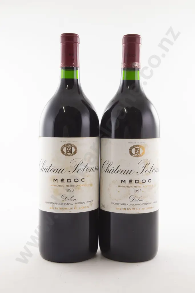 2 Bottles French Chateau Potensac Medoc Bordeaux 1993 Magnum Size Image 1++
