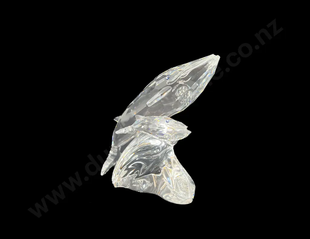 C1992 Boxed Swarovski Crystal "Care for me" Whales Image 1++