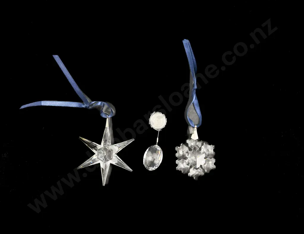 Three Boxed Swarovski Crystal Christmas Ornaments Image 1++